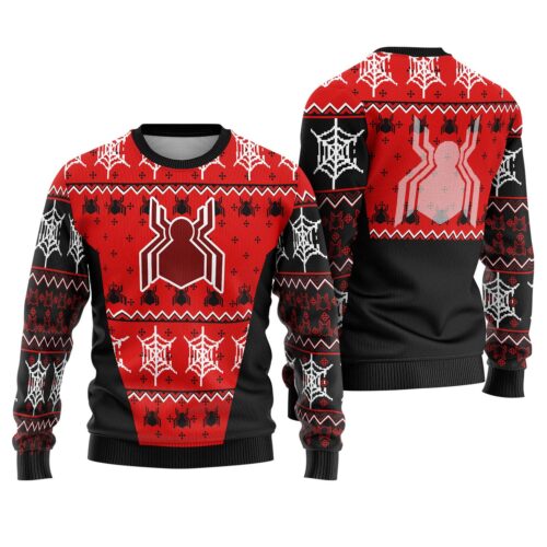 Spider-Man Red Ugly Christmas Sweatshirt Peter Parker Xmas Sweater Avengers Spidey Holiday Pullover image 0