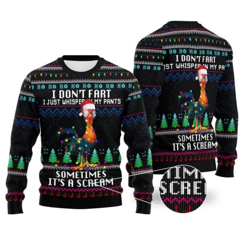 I Don't Fart I Just Whisper Chicken Ugly Christmas Sweater Hei Hei Rooster Xmas Sweatshirt image 0