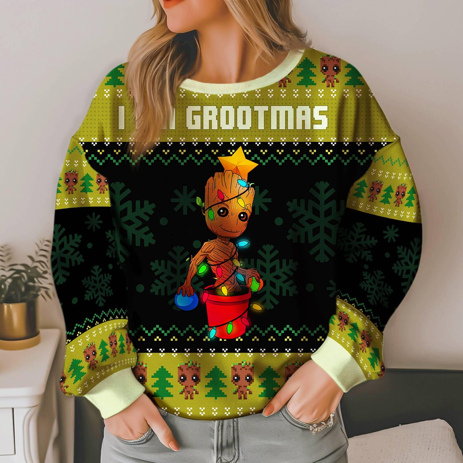 Guardians of the Galaxy Groot Ugly Christmas Sweater Superhero Avengers Xmas Sweatshirt image 3