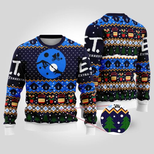 E.T. Alien Ugly Christmas Sweatshirt Extra Terrestrial Holiday Sweater E.T. Xmas Jumper image 0