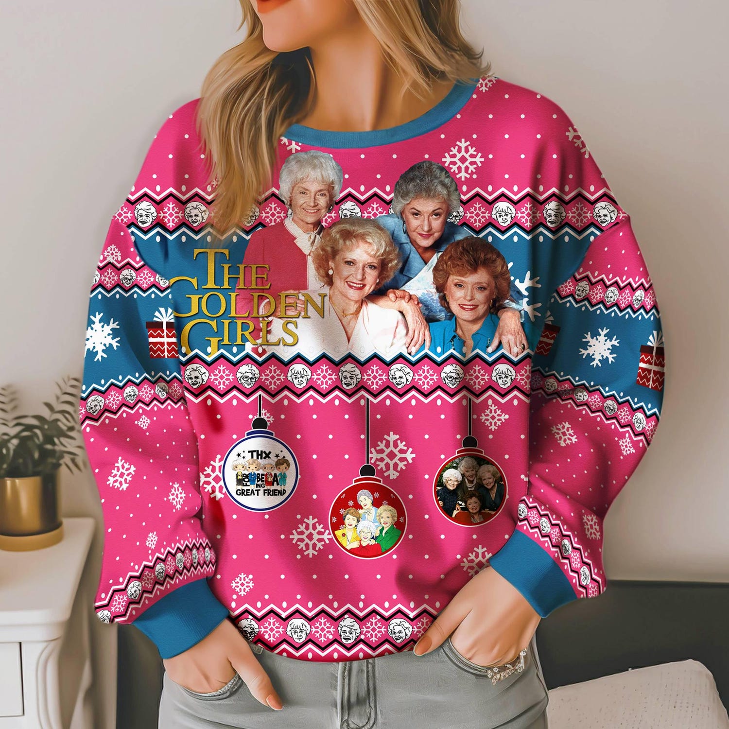 The Golden Girls Ugly Christmas Sweater Blanche Devereaux Rose Nylund Holiday Sweatshirt image 4