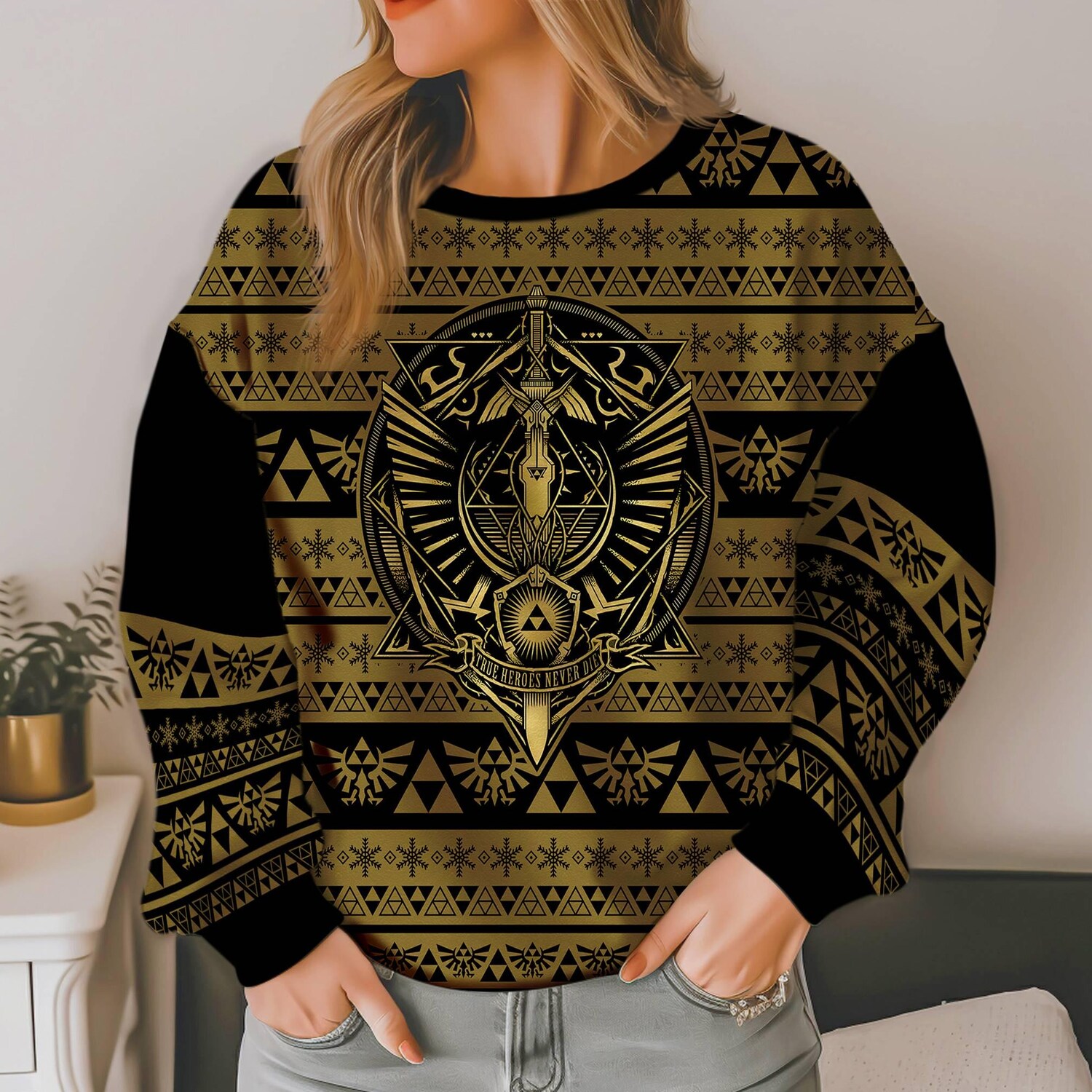 Legend of Zelda Ugly Christmas Sweater Breath of the Wild Xmas Sweatshirt Zelda Gift image 3