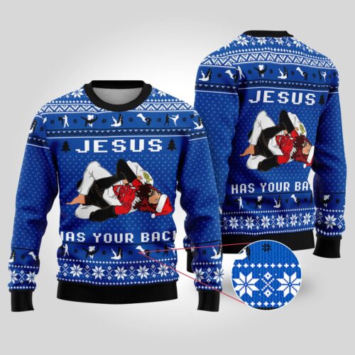 Jesus Jiu Jitsu Ugly Christmas Sweater Aikido Xmas Sweater Christian Holiday Sweater image 0