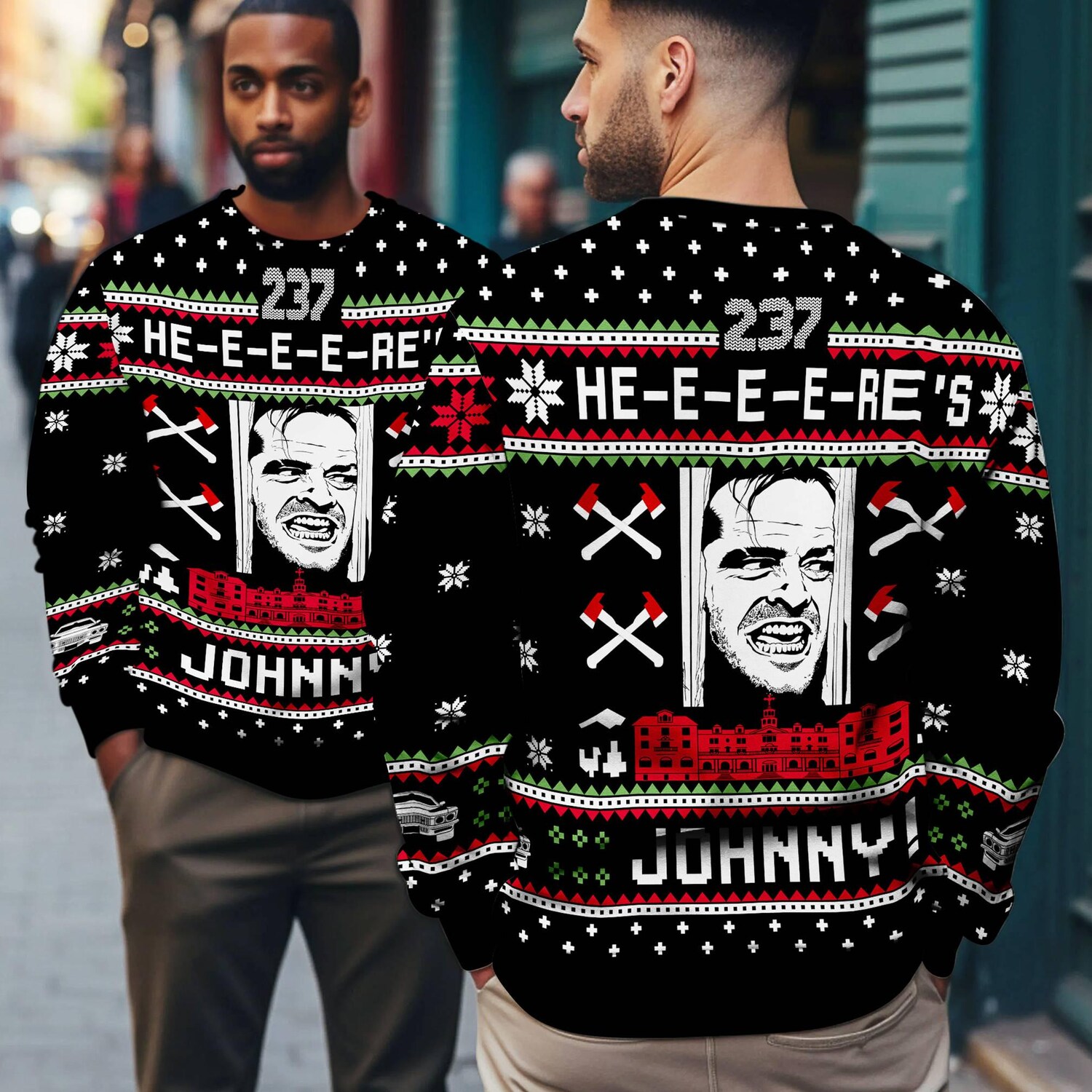 The Shining Ugly Christmas Sweater Jack Torrance Here's Johnny Xmas Sweater Movie Apparel image 3