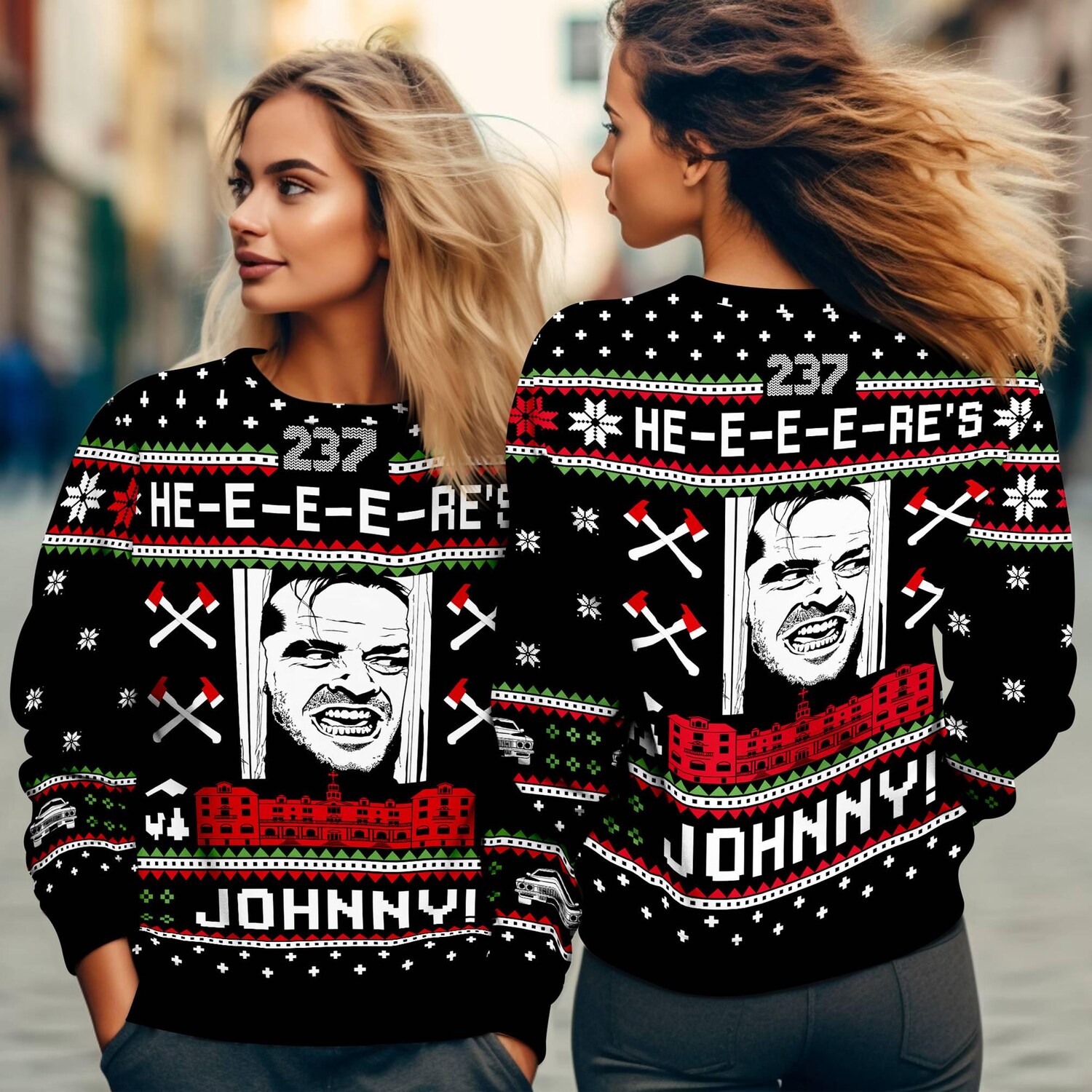 The Shining Ugly Christmas Sweater Jack Torrance Here's Johnny Xmas Sweater Movie Apparel image 4