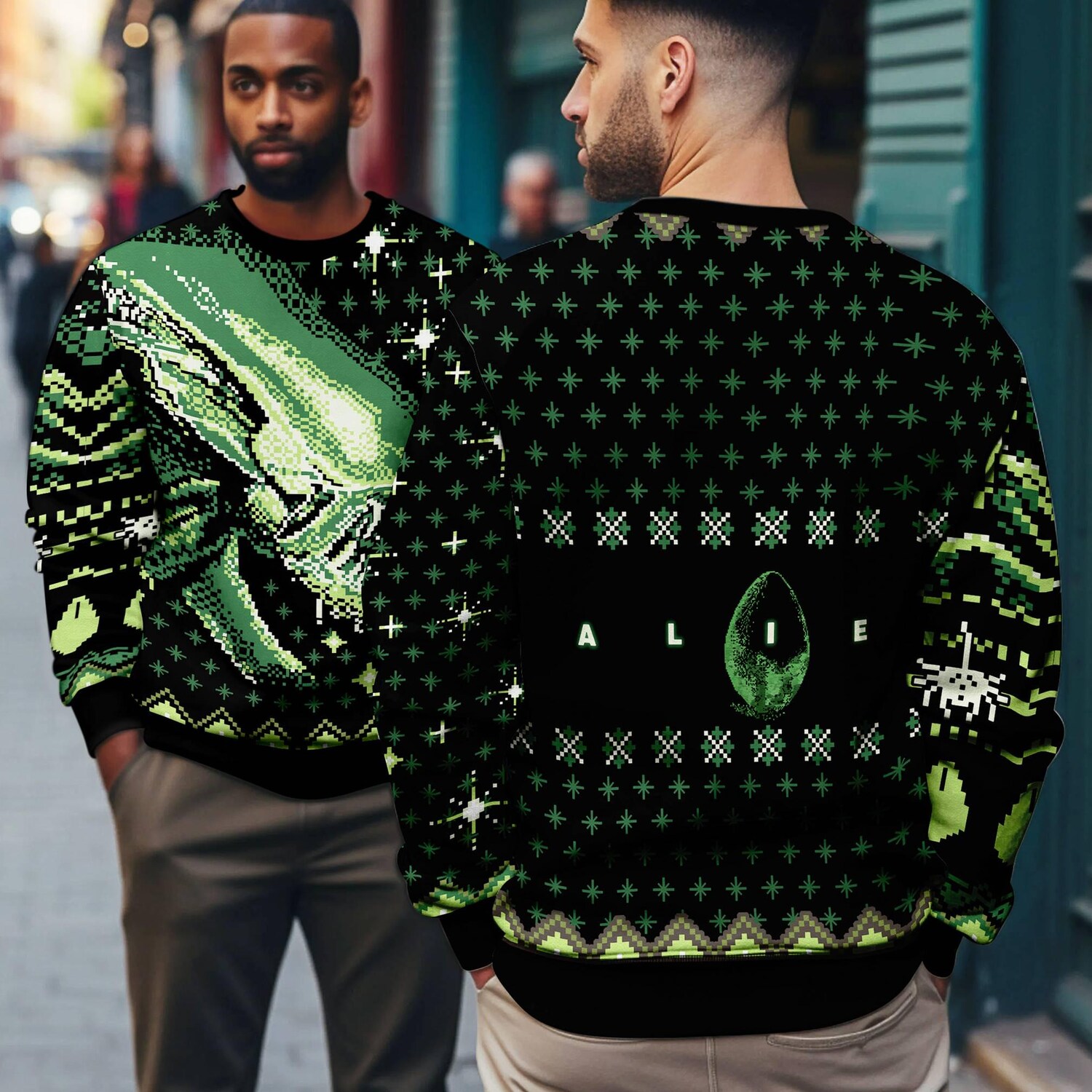 Xenomorph Alien Ugly Christmas Sweatshirt Alien Movie Xmas Sweater Holiday Family Sweatshirt image 2