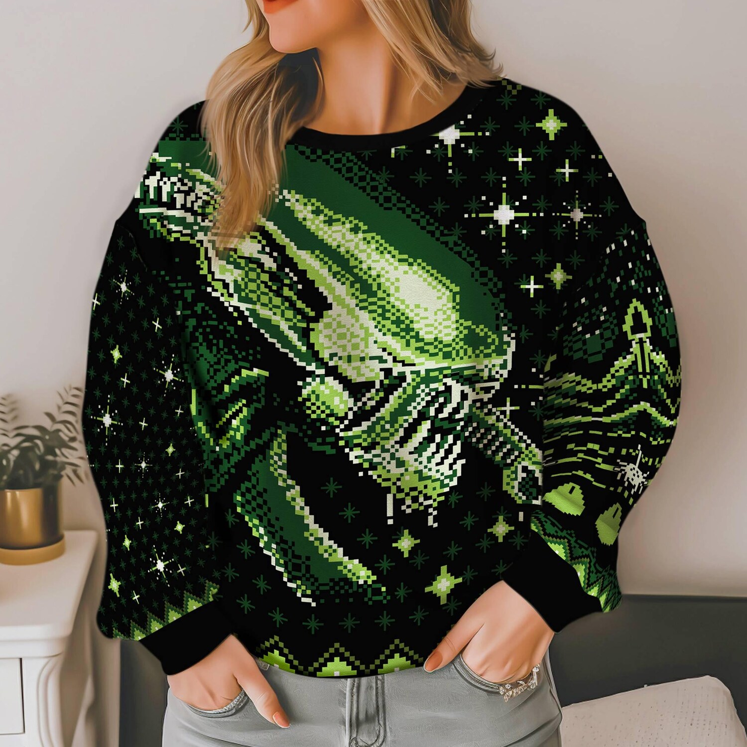 Xenomorph Alien Ugly Christmas Sweatshirt Alien Movie Xmas Sweater Holiday Family Sweatshirt image 3