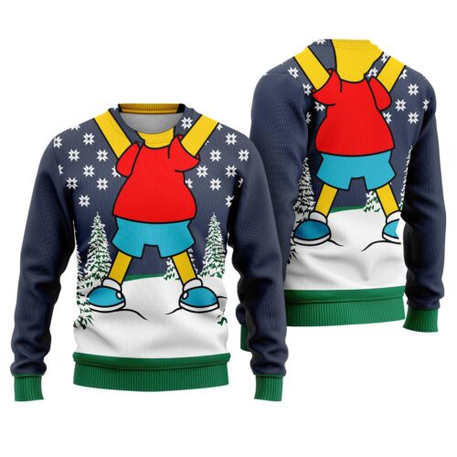 Bart Simpson Ugly Christmas Sweatshirt The Simpsons Holiday Sweater Simpsons Family Xmas Pullover image 0