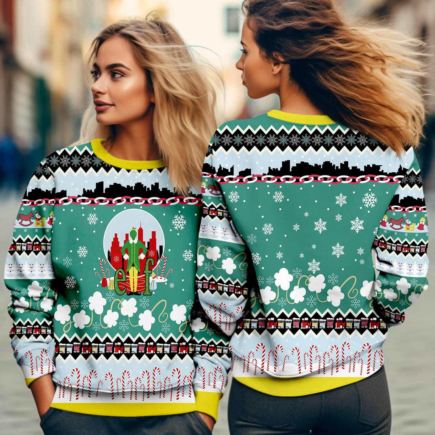 Buddy The Elf Christmas Sweatshirt Ugly Christmas Sweater Elf Movie Holiday Apparel image 1