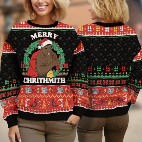 Merry Chrithmith Ugly Christmas Sweater Mike Lisp Fighter Holiday Sweater Funny Xmas Jumper image 0