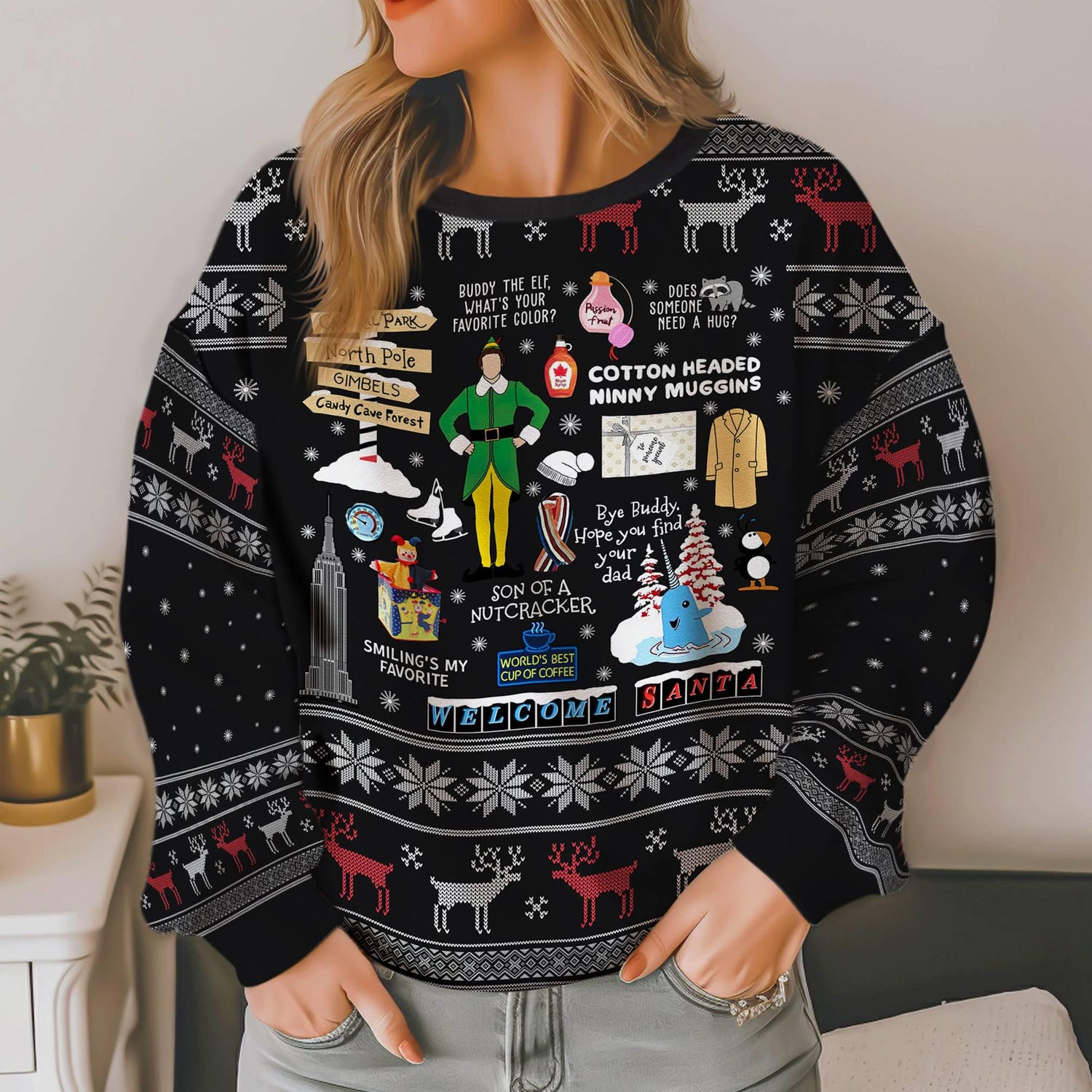 Buddy The Elf Christmas Ugly Sweater Elf Movie Sweatshirt Holiday Ugly Sweater Christmas Apparel image 2