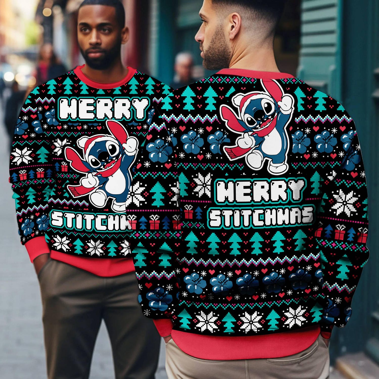 Disneyland Stitchmas Ugly Christmas Sweater Lilo & Stitch Family Sweatshirt Ohana Holiday Pullover image 1