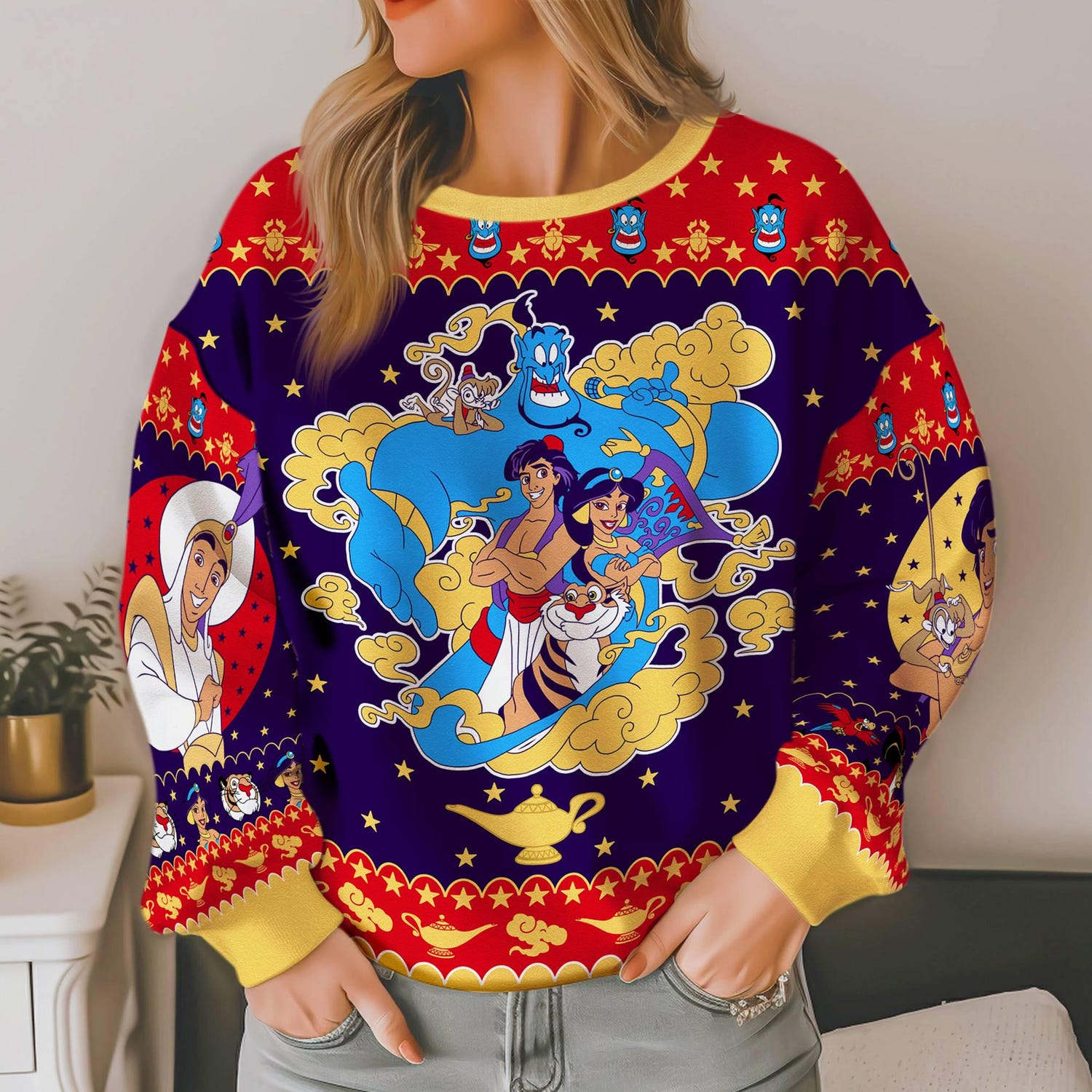 Disney Jasmine Christmas Sweater Aladdin Ugly Holiday Sweatshirt Disneyland Xmas Gift Apparel image 2