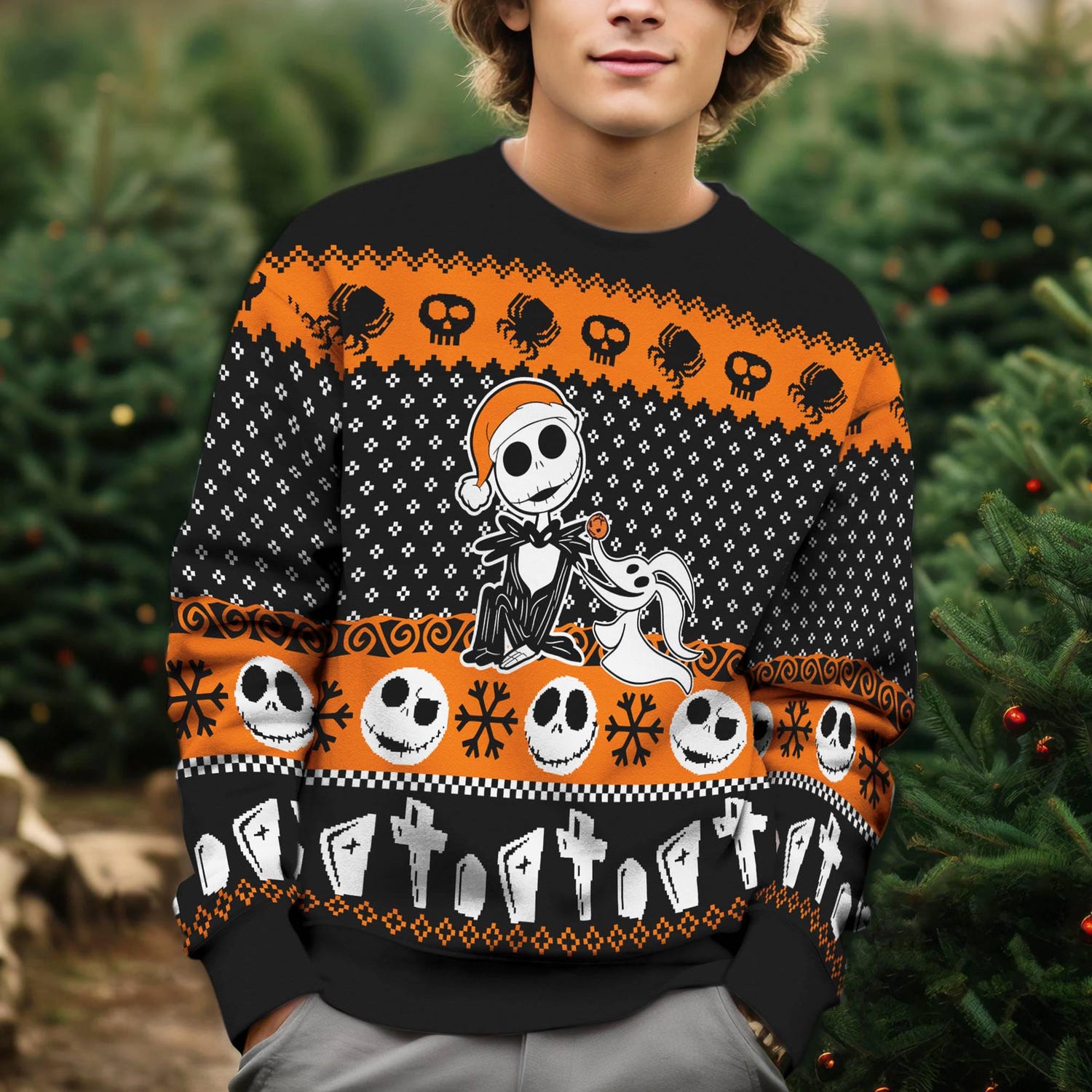 Jack Skellington Christmas Sweater Nightmare Before Christmas Ugly Sweatshirt Holiday Gift image 1