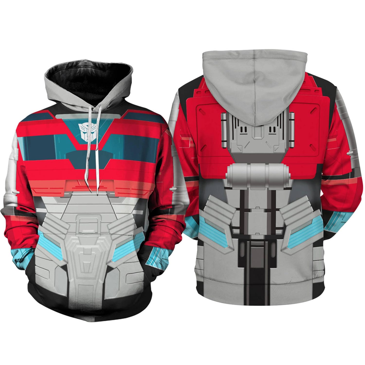 Optimus Prime Transformers All Over Print Hoodie Autobots Costume Sweatshirt Unisex Pullover image 2