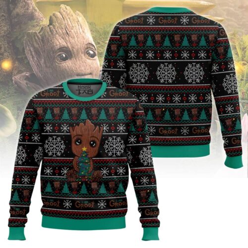 Groot Ugly Christmas Sweater Guardians of the Galaxy Holiday Sweatshirt Marvel Superhero Xmas Apparel image 0