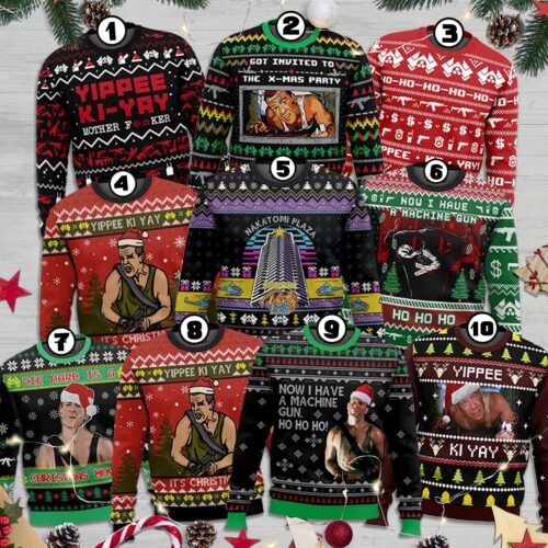 Die Hard Christmas Ugly Sweater Nakatomi Plaza Movie Sweatshirt John McClane Xmas Party image 0