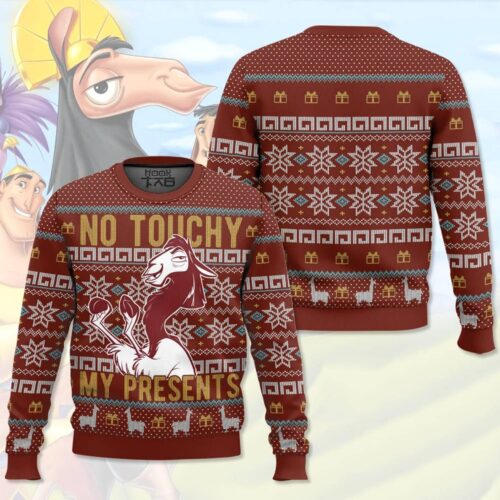 The Emperor's New Groove Christmas Ugly Sweater No Touchy My Presents Holiday Shirt image 0