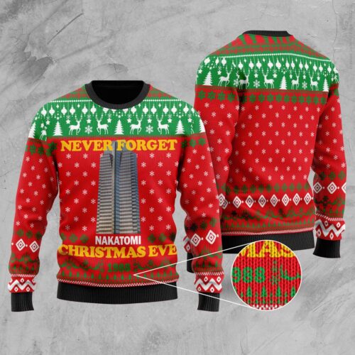 Die Hard Christmas Sweatshirt John McClane Ugly Sweater Nakatomi Plaza 1988 Xmas image 0