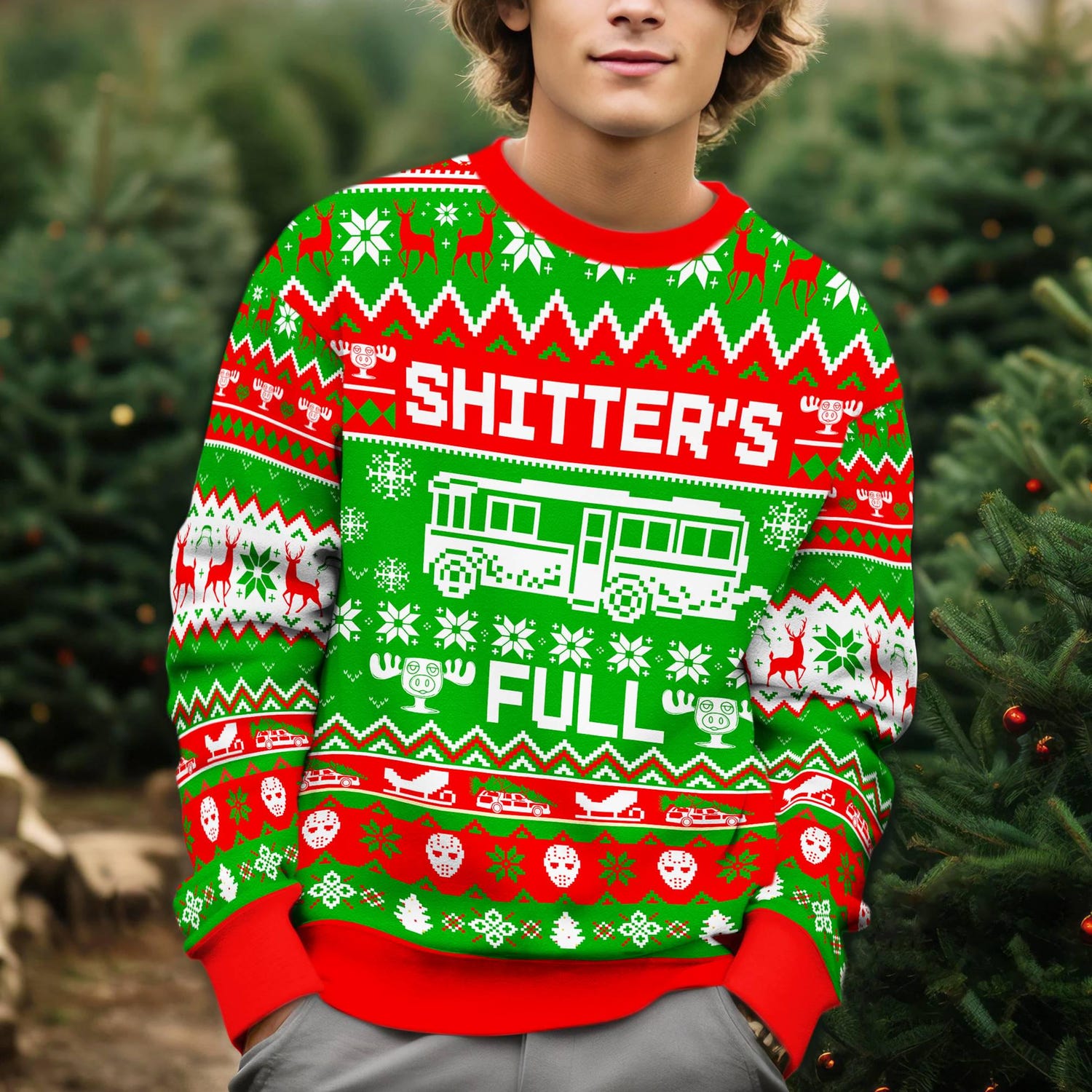 Christmas Vacation Ugly Sweater Merry Christmas Shitter's Full Cousin Eddie Sweatshirt image 2