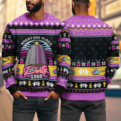 Die Hard Nakatomi Plaza Ugly Christmas Sweater Sweatshirt for Holiday Parties image 0