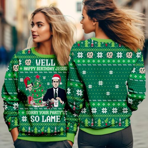 The Office Michael Scott Ugly Christmas Sweater Funny Holiday TV Show Sweater Gift image 0