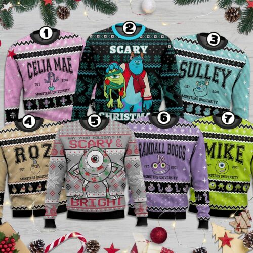 Monsters Inc Ugly Christmas Sweater Pixar Sulley Mike Sweatshirt Disneyland Apparel image 0