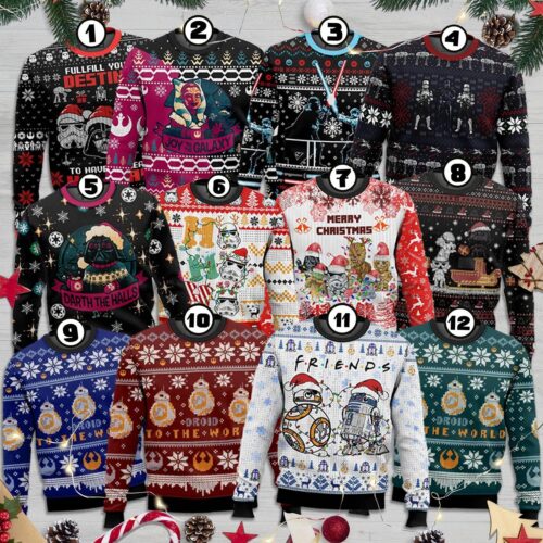 Star Wars Ugly Christmas Sweater Darth Vader Stormtrooper Boba Fett Holiday Disneyland Trip image 0