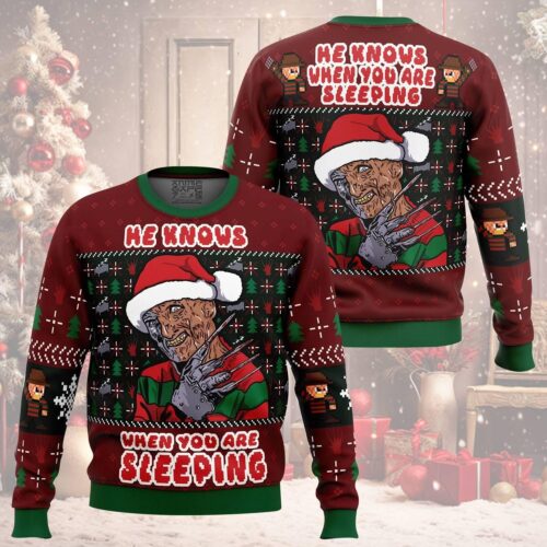 Freddy Krueger Ugly Christmas Sweater Horror Nightmare on Elm Street Xmas Sweater image 0