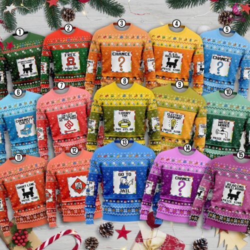 Monopoly Christmas Sweater Board Game Holiday Shirt Ugly Sweater Matching Group Tee Christmas Party Apparel image 0