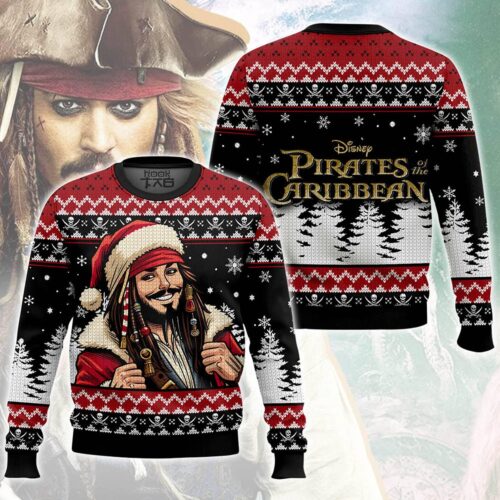 Jack Sparrow Pirates of the Caribbean Christmas Sweater Retro Captain Sparrow Holiday Sweatshirt image 0