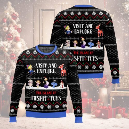 Misfit Toys Ugly Christmas Sweatshirt Rudolph the Red-Nosed Reindeer Holiday Apparel image 0