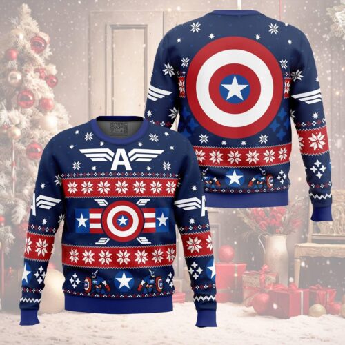 Winter Soldier Captain America Marvel Ugly Christmas Sweater Avengers Holiday Sweatshirt Captain America Christmas Jumper image 0