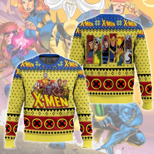 Vintage Xmen Ugly Christmas Sweater Marvel Superhero Holiday Sweater for Men Disney Fan Gift image 0