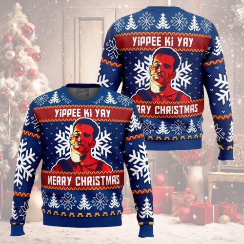 Die Hard Ugly Christmas Sweater McClane Winter Yippee Ki-Yay Holiday Sweater Christmas Gift image 0