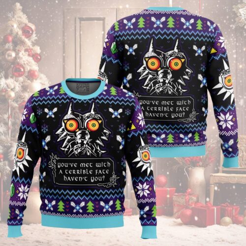 Majora's Mask Ugly Christmas Sweater Legend of Zelda Video Game Sweatshirt Xmas Gift image 0