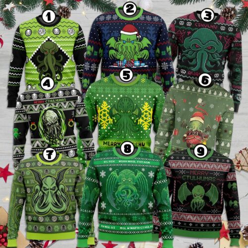 Merry Cthulhumas Ugly Christmas Sweater Cthulhu Cultist Holiday Sweater Call of Cthulhu Xmas Sweater image 0