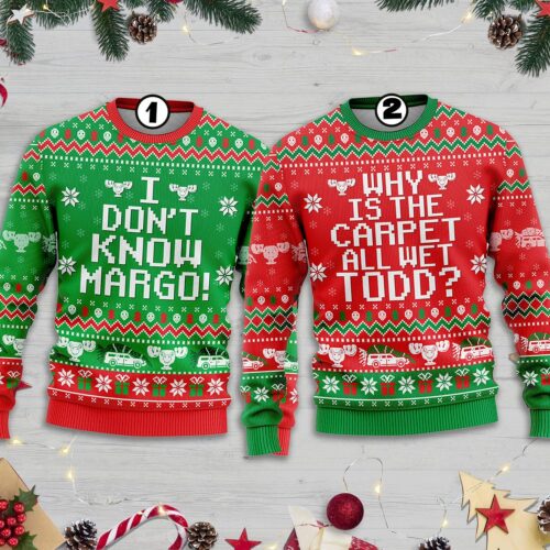 National Lampoon's Christmas Vacation Ugly Sweater Todd and Margo Christmas Sweater Funny Holiday Sweatshirt image 0