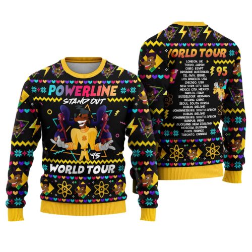 Powerline World Tour Christmas Sweater Goofy Movie Ugly Xmas Sweatshirt Holiday Powerline Sweatshirt image 0