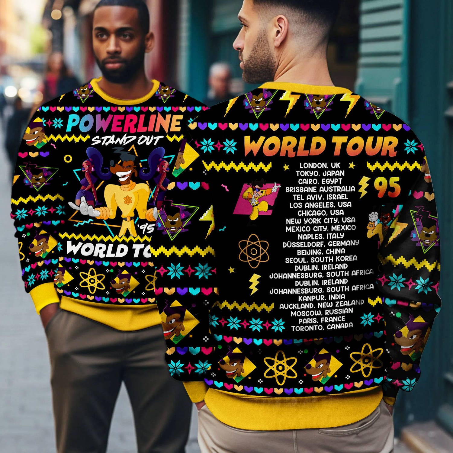 Powerline World Tour Christmas Sweater Goofy Movie Ugly Xmas Sweatshirt Holiday Powerline Sweatshirt image 2