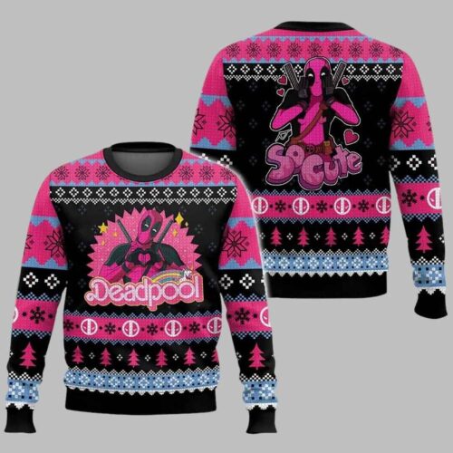 Deadpool Cute Ugly Christmas Sweater Marvel Superhero Holiday Sweatshirt Xmas Gift image 0