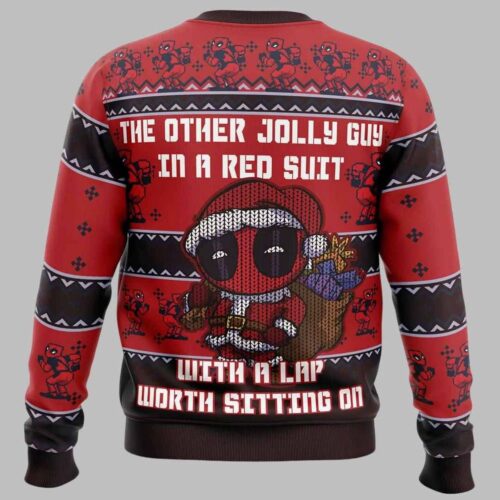 Marvel Deadpool Christmas Sweatshirt Ugly Sweater Superhero Holiday Gift Red Suit Design image 1