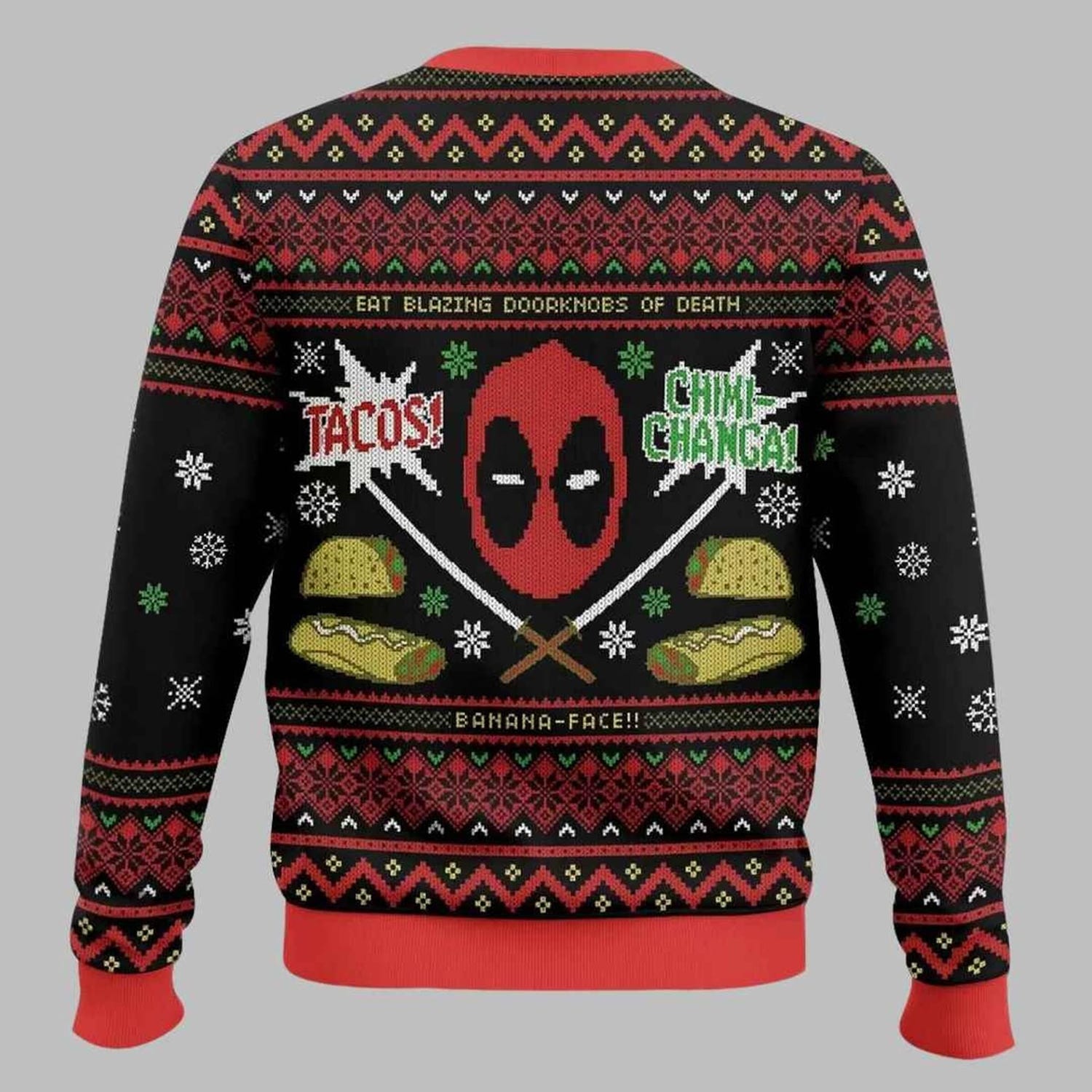 Deadpool Tacos Christmas Sweater Ugly Sweatshirt Marvel Superhero Holiday Gift for Fans image 1