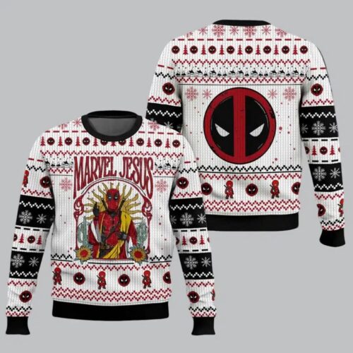 Deadpool Marvel Superhero Ugly Christmas Sweater Sweatshirt Holiday Gift for Fans image 0