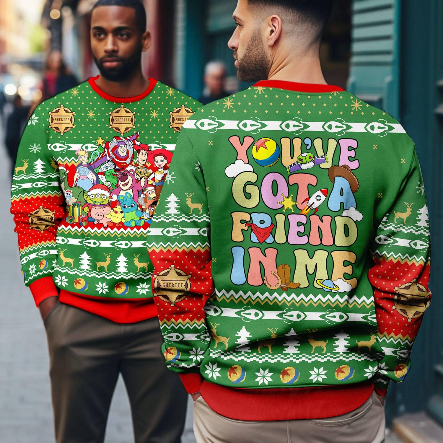 Toy Story Christmas Sweater You've Got A Friend In Me Woody Buzz Lightyear Xmas Sweatshirt image 2