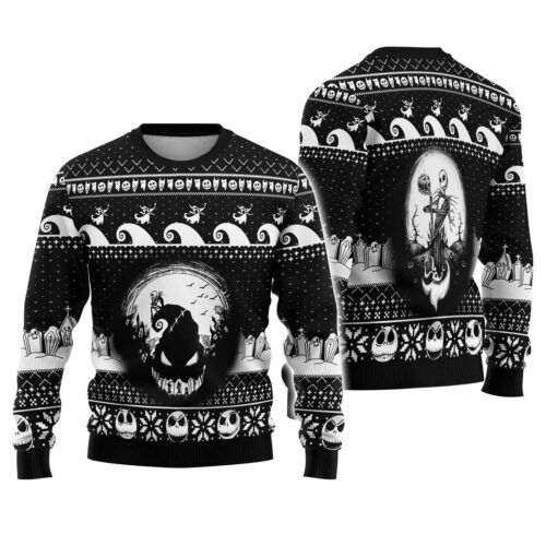 The Nightmare Before Christmas Jack Skellington Ugly Christmas Sweater Jack & Sally Shirt image 0