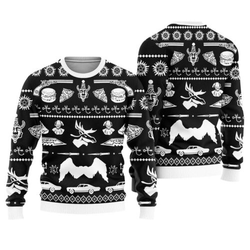 Supernatural Ugly Christmas Sweatshirt Sam & Dean Winchester Holiday Sweater Supernatural Xmas Apparel image 0