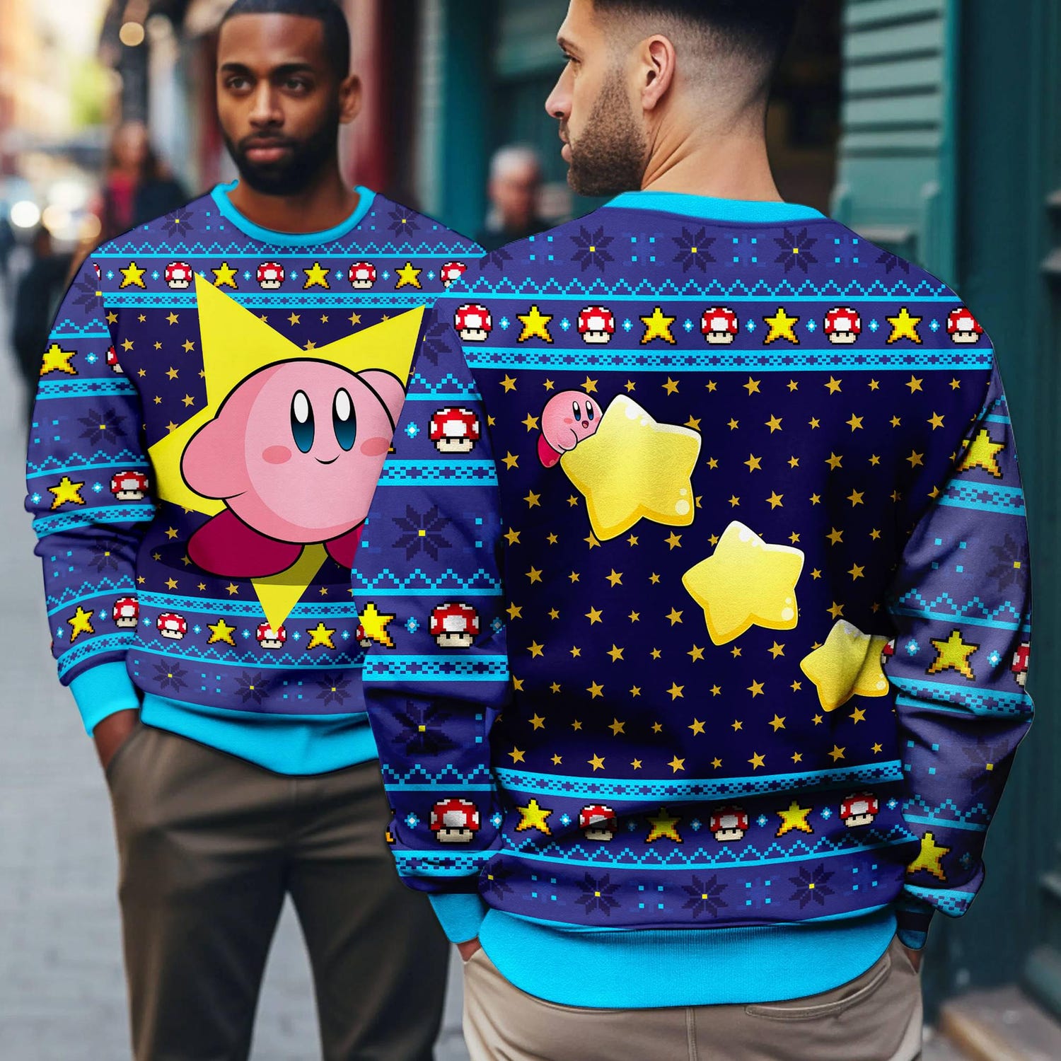 Kirby Christmas Sweatshirt Pink Kirby Ugly Sweater Video Game Xmas Apparel image 2