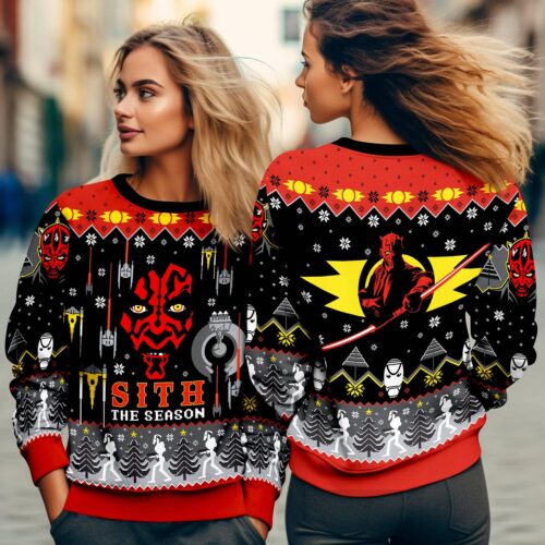 Star Wars Christmas Sweater Darth Maul Sith Ugly Xmas Sweatshirt Darth Vader Holiday Pullover image 1