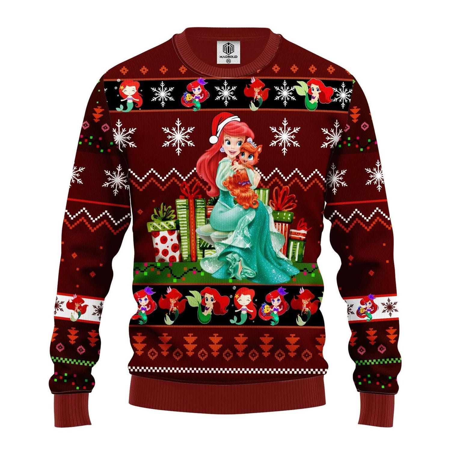 Ariel Mermaid Christmas Sweater Ugly Christmas Sweatshirt Magic Kingdom Princess Top image 2